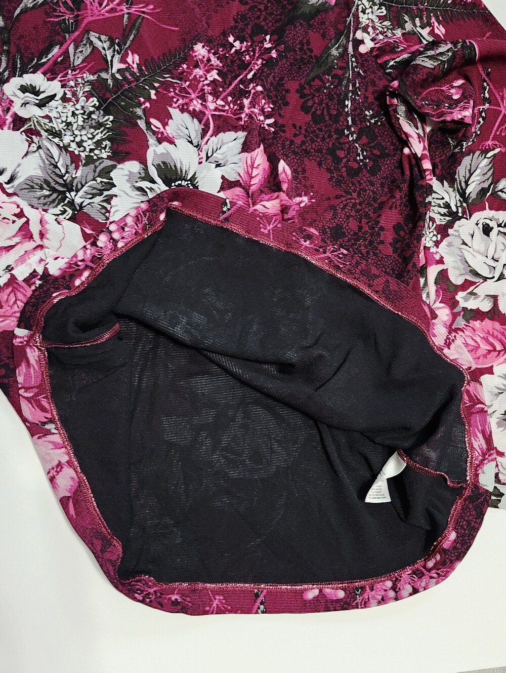 Reflections Floral Long-Sleeve Top in Burgundy and Pink size XL - Picture 9 of 11